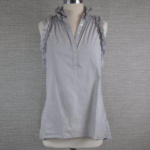 BCBGMaxAzria Light Grey Striped Ruffle Top - XS